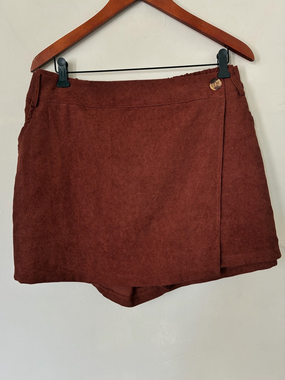 SHEIN Curve Rust Brown Corduroy Wrap Skort Plus Size 3XL Boho Fall
